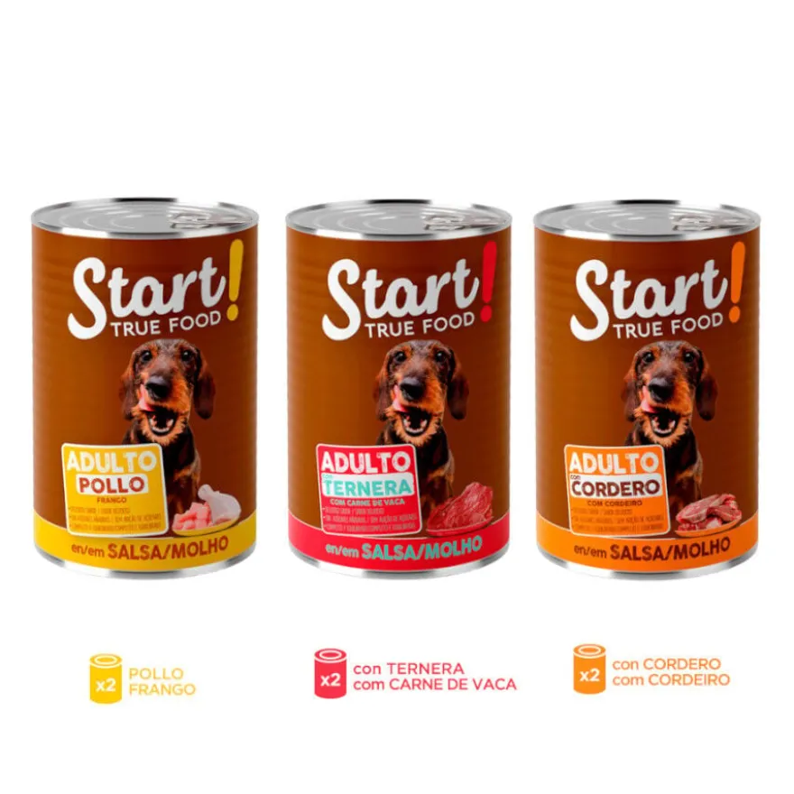 Start Multipack Alimento húmido de frango, vitela e cordeiro em molho para cães Pack Poupança!