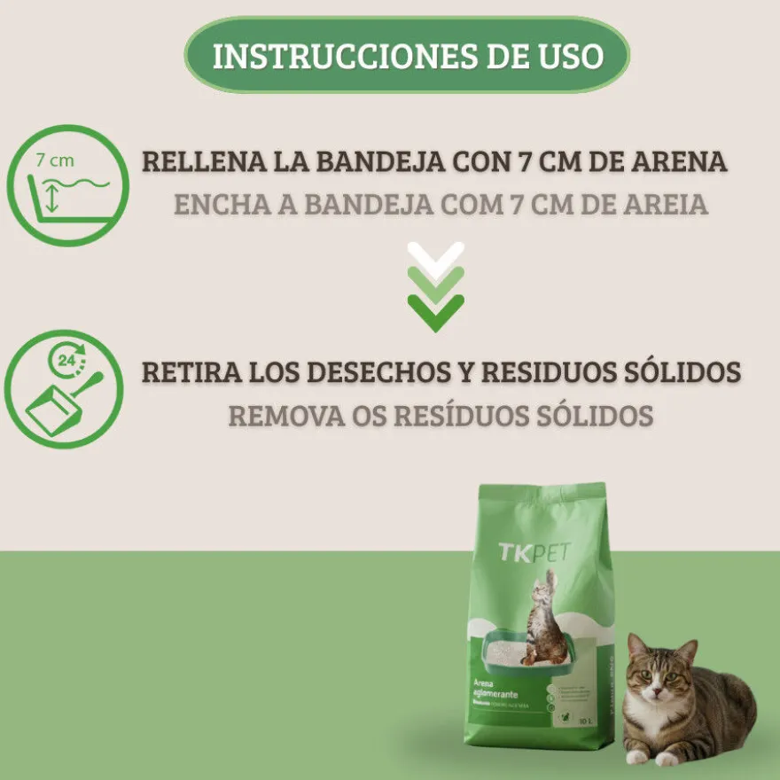 TK-Pet Areia Aglomerante Bentonite e Aloé Vera para gatos
