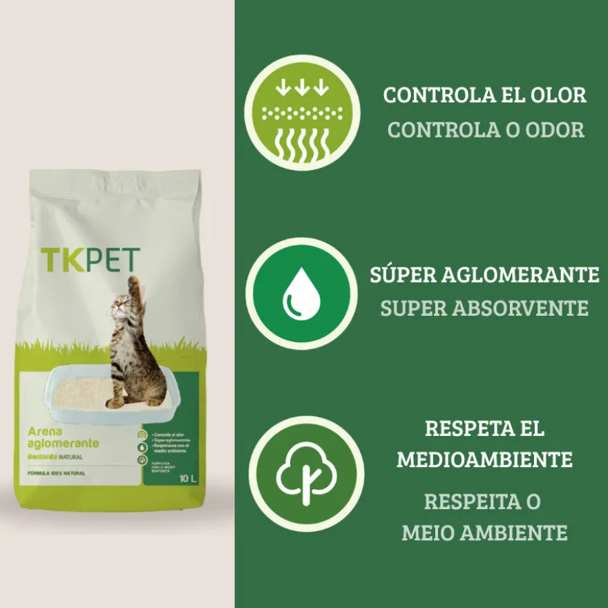 TK-Pet Areia Aglomerante de Bentonita Natural para gatos