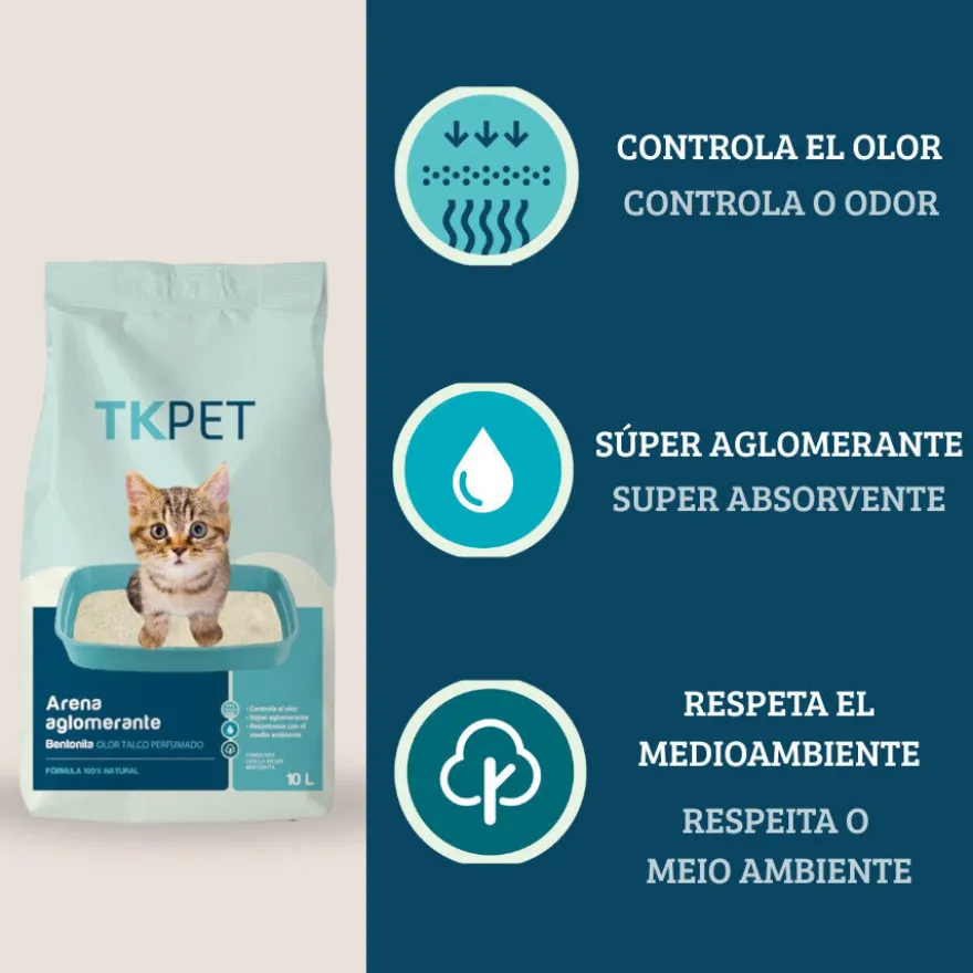 TK-Pet Areia Aglomerante de Bentonita Talco Perfumado para gatos