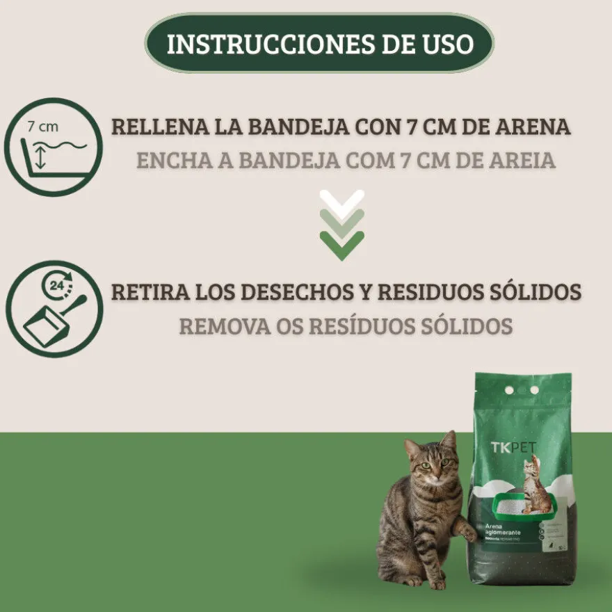TK-Pet Areia aglomerante de bentonite e pinho para gatos