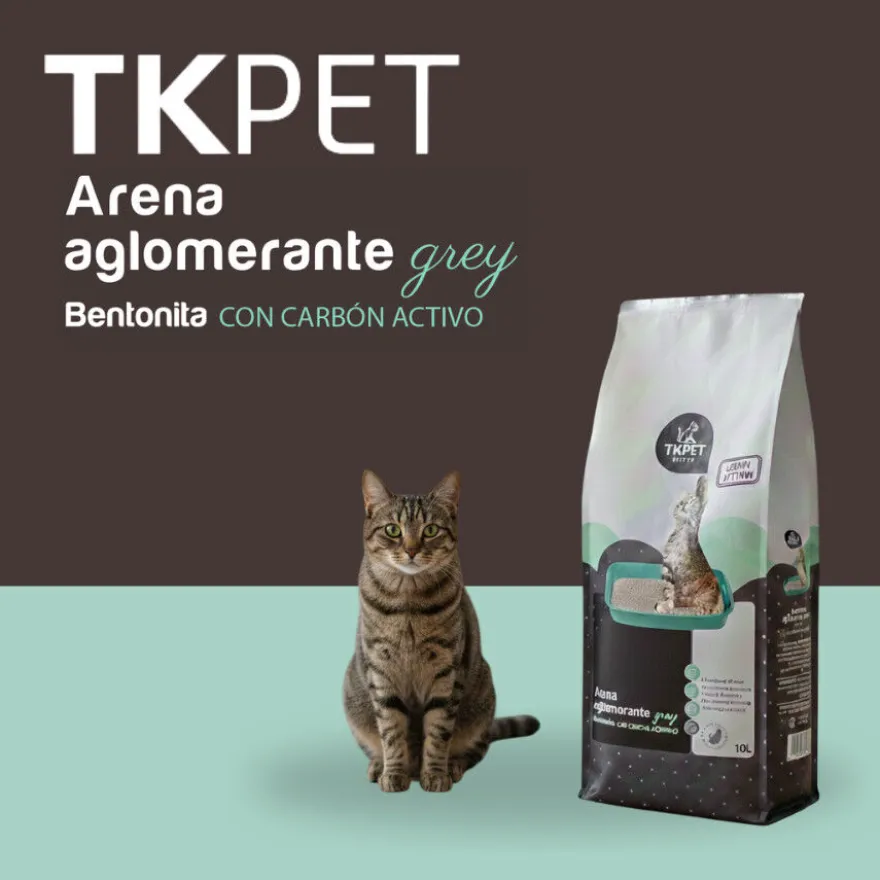 TK-Pet Areia Aglomerante Grey de Bentonite com Carvão Ativo para gatos