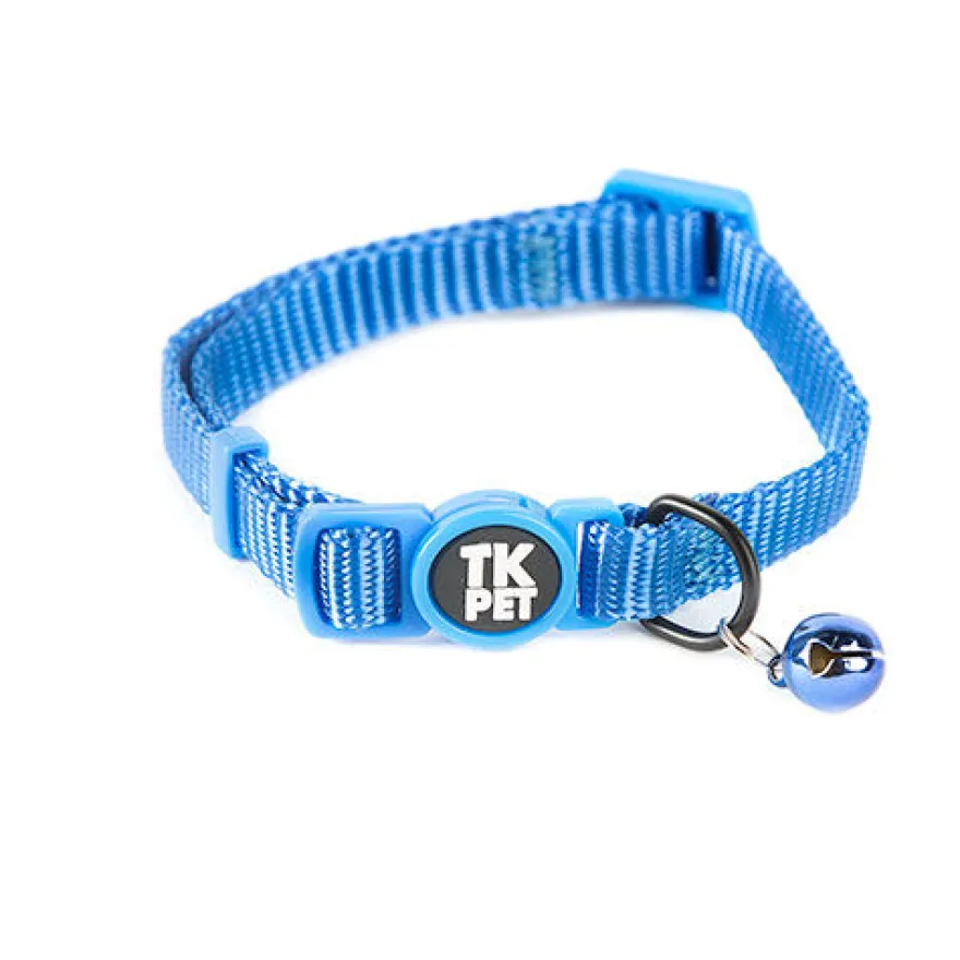 TK-Pet Classic Coleira Nylon com Cascavel Azul para gatos