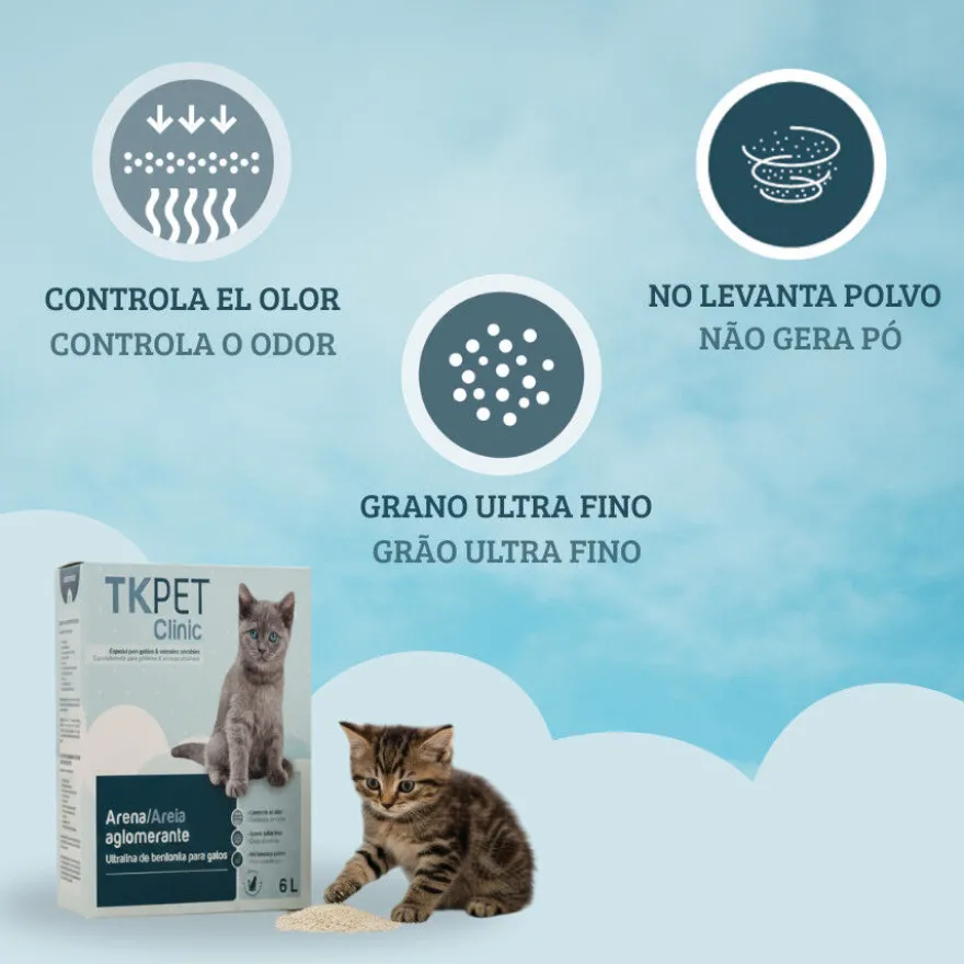 TK-Pet Clinic Areia Aglomerante Ultrafina para Kitten e Gatos Sensíveis