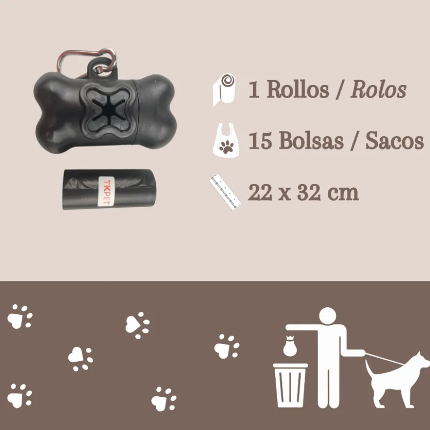 TK Pet Dispensador de sacos preto para cães