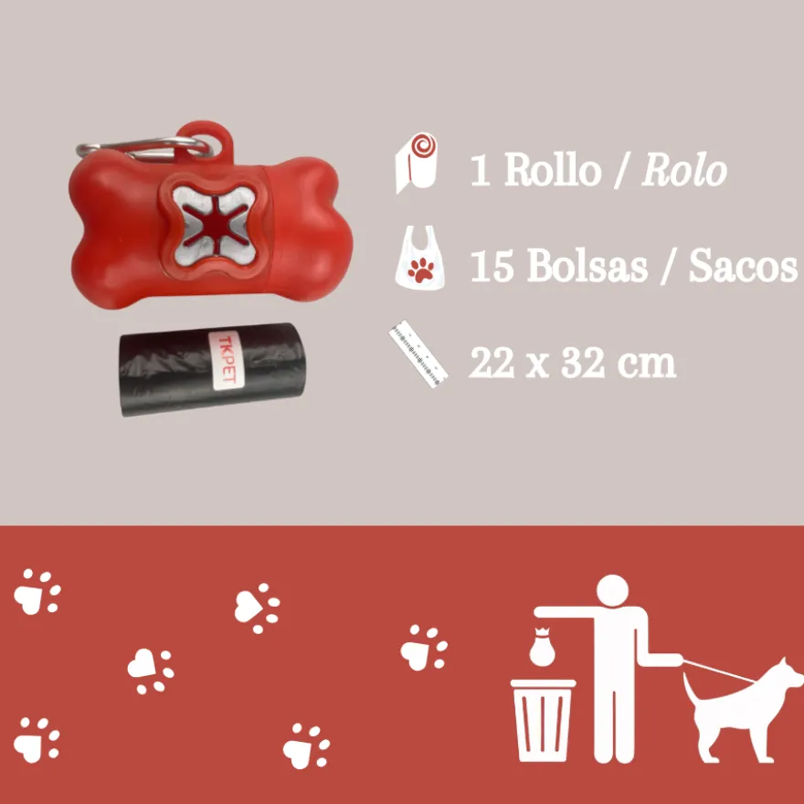 TK Pet Dispensador de sacos vermelho para cães