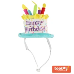 Tootoy! Birthday Hat Multicolor Bolo de Aniversário de Peluche para cães