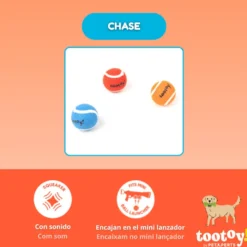Tootoy! Chase Conjunto 3 bolas com apito mini para cães