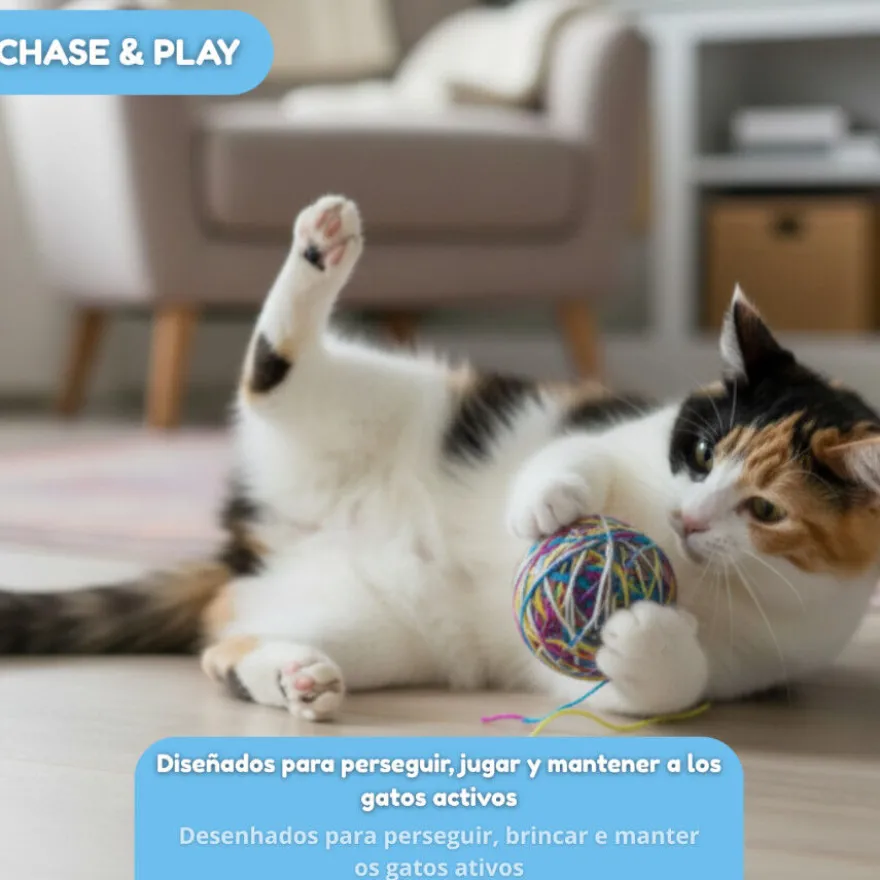 Tootoy! Chase & Play Bola de lã para gatos