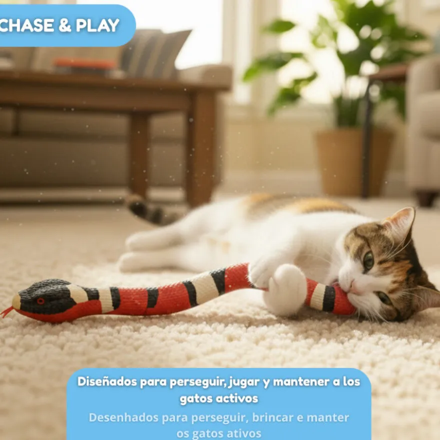 Tootoy! Chase & Play Brinquedo interativo cobra elétrica para gatos