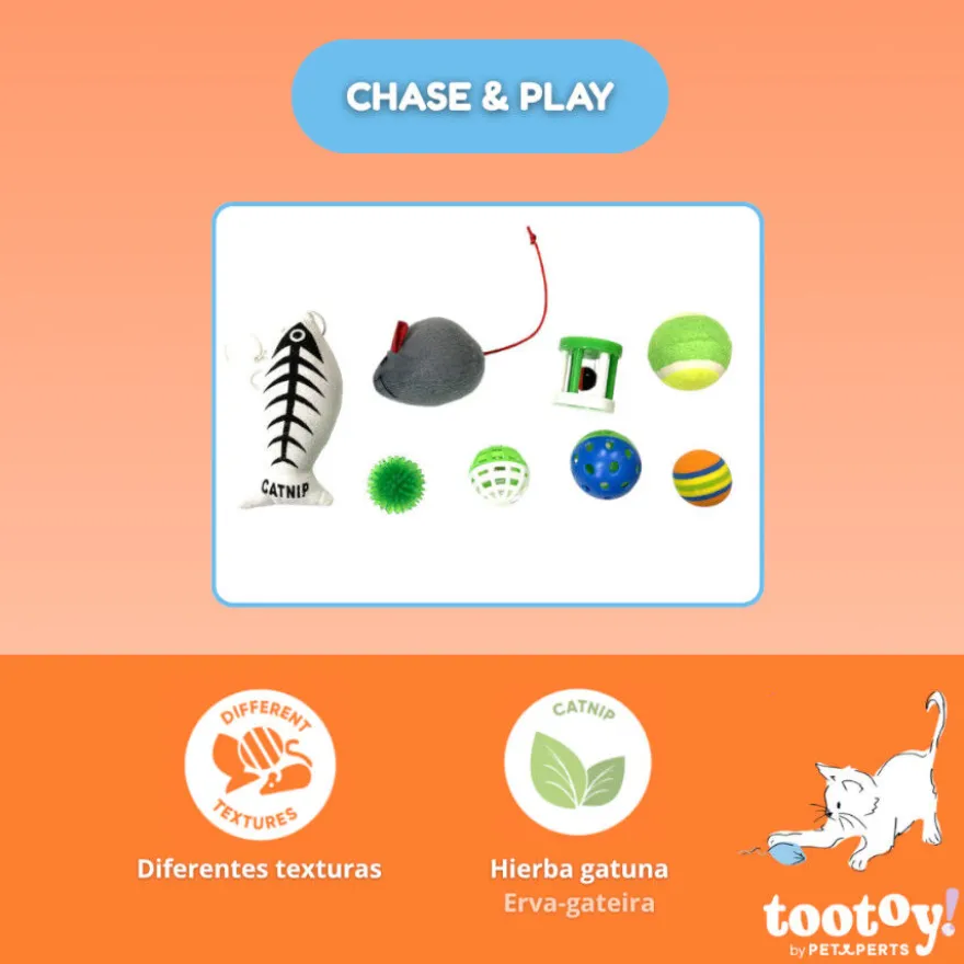 Tootoy! Chase & Play Fun set Kit de brinquedos para gatos