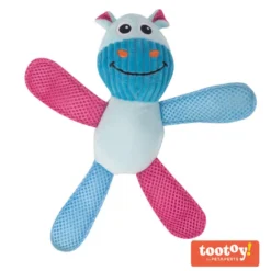 Tootoy! Chew Fetch It Hippo Azul e Rosa Peluche para cães