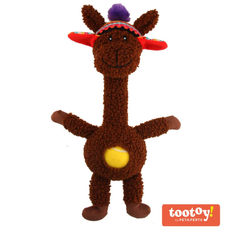 Tootoy! Comfort Long Neck Alpaca peluche com bola para cães