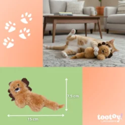 Tootoy! Interactive & Stimulate Leão de peluche com catnip para gato