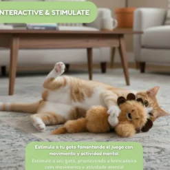 Tootoy! Interactive & Stimulate Leão de peluche com catnip para gato
