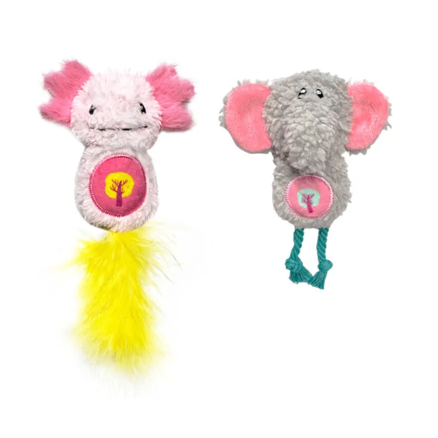 Tootoy! Kitten Peluche de elefante e axolote para gatos