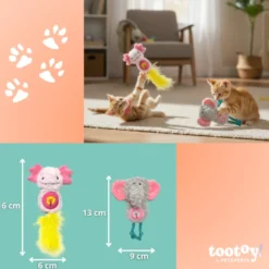 Tootoy! Kitten Peluche de elefante e axolote para gatos