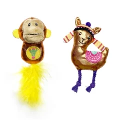 Tootoy! Kitten Peluche de macaco brilhante e lhama para gatos