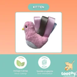 Tootoy! Kitten Peluche Pássaro com laço para gatos