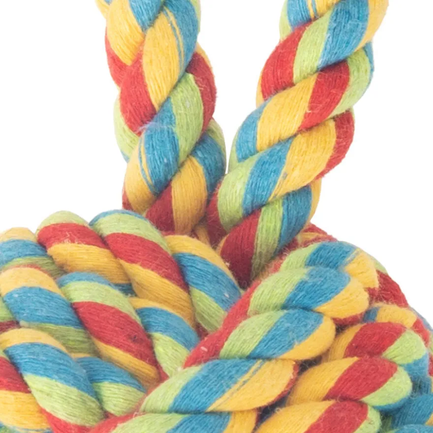 Tootoy! Pull Handle Rope Ball Multicolor bola com corda e pega para cães