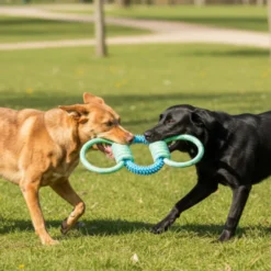 Tootoy! Pull Mordedor de borracha com três nós para cães