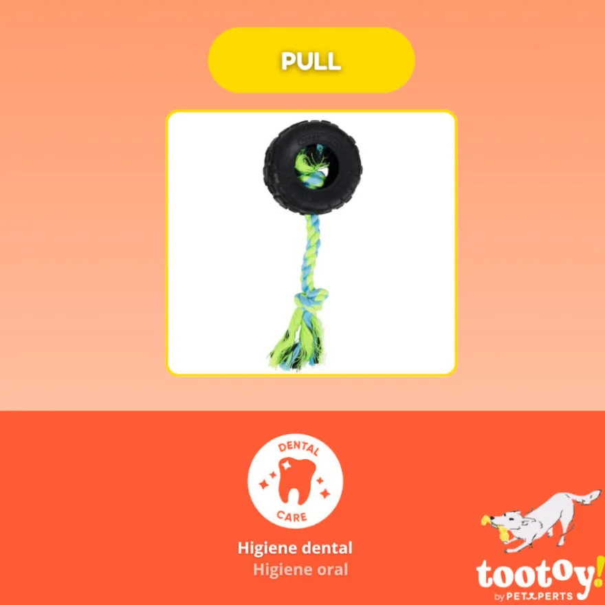 Tootoy! Pull Mordedor pneu de corda pequeno para cães
