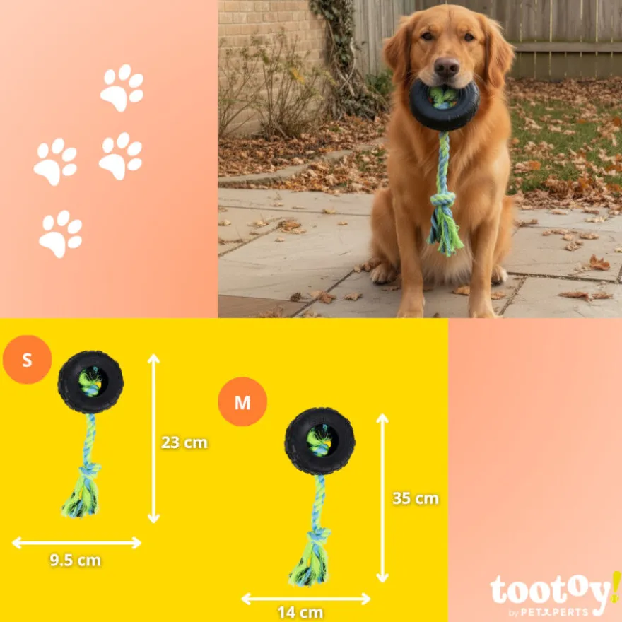 Tootoy! Pull Mordedor pneu de corda pequeno para cães