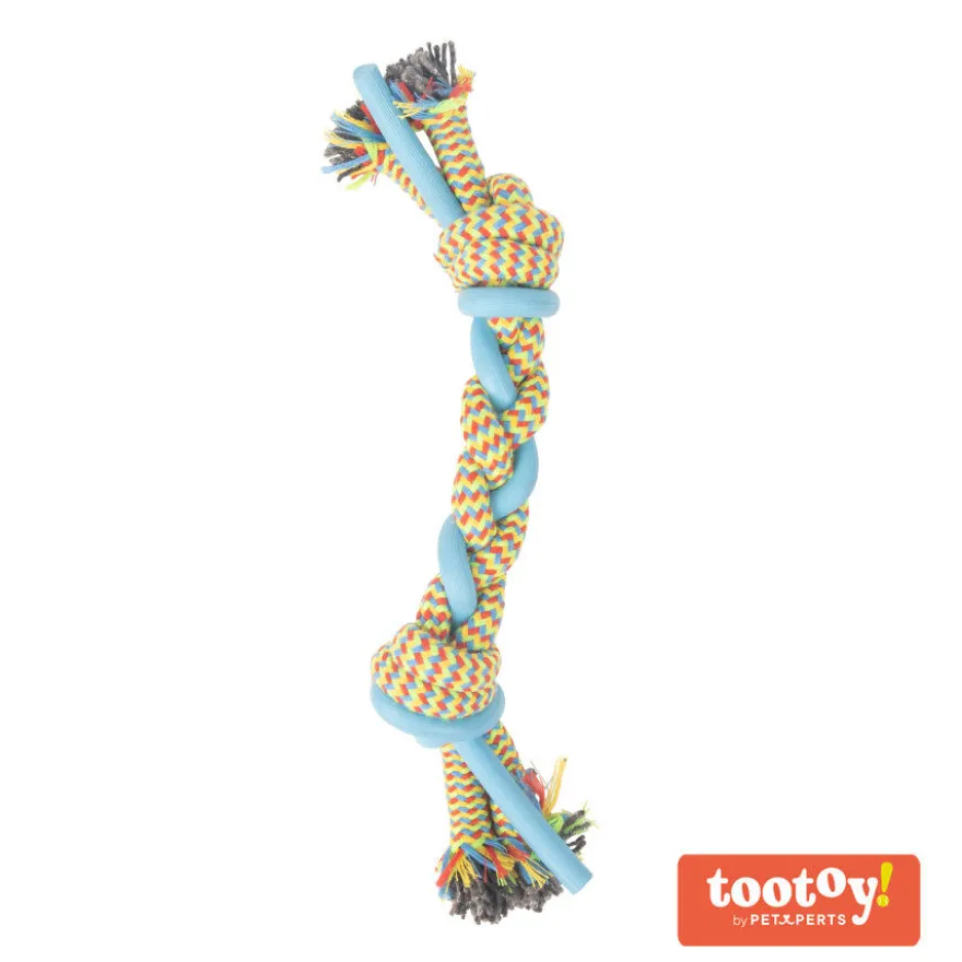 Tootoy! Pull Multi-texture Rope Azul Mordedor corda para cães