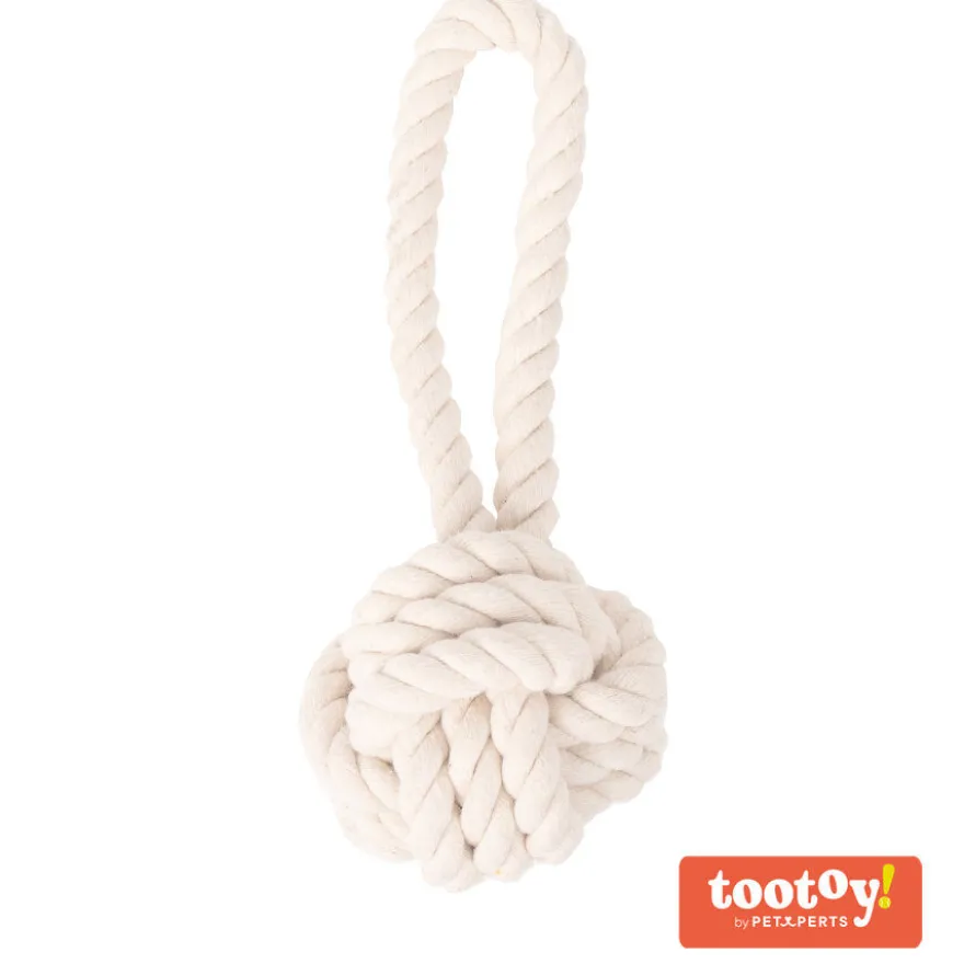 Tootoy! Pull Natural Rope Ball bola com corda e pega para cães