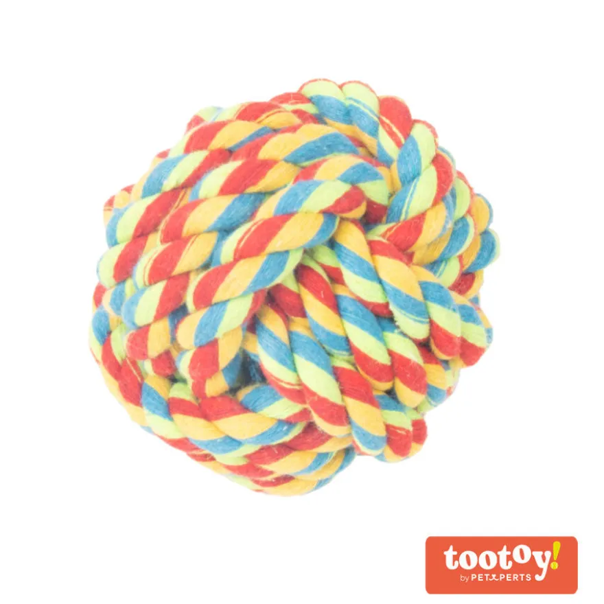 Tootoy! Pull Rope Ball Multicolor bola com corda para cães