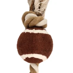 Tootoy! Pull RopeTennisball Natural bola de ténis com corda para cães