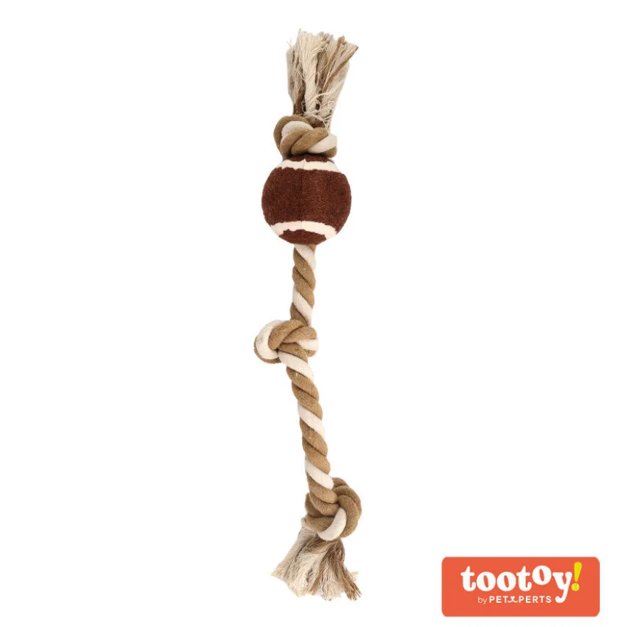 Tootoy! Pull RopeTennisball Natural bola de ténis com corda para cães