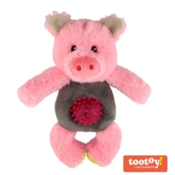 Tootoy! Puppy Multitexture Pink Pig Cuddler peluche para cães