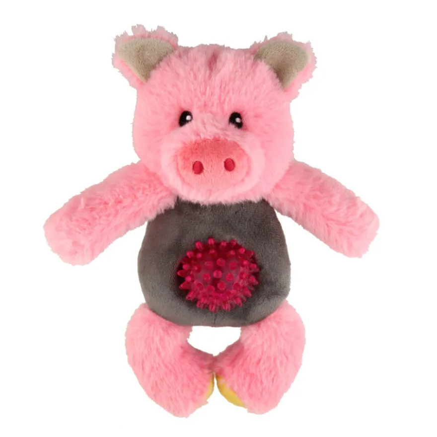Tootoy! Puppy Multitexture Pink Pig Cuddler peluche para cães