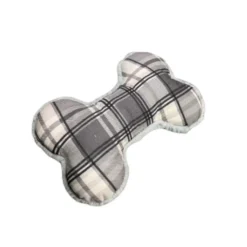 Tootoy! Tartan Bone Cuddler Grey Osso de Peluche para cães