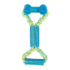 Tootoy! Tug Bone Blue Osso de Borracha com Corda para cães