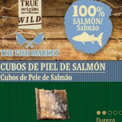 - True Origins Cubos de pele de salmão Snack para cães
