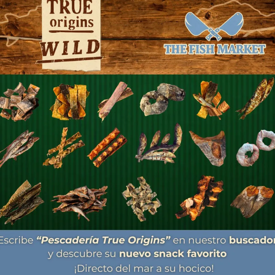 - True Origins Cubos de pele de salmão Snack para cães