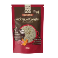 True Origins Pure Adult Gently Coocked Comida húmida de vitela e abóbora em saqueta para cães
