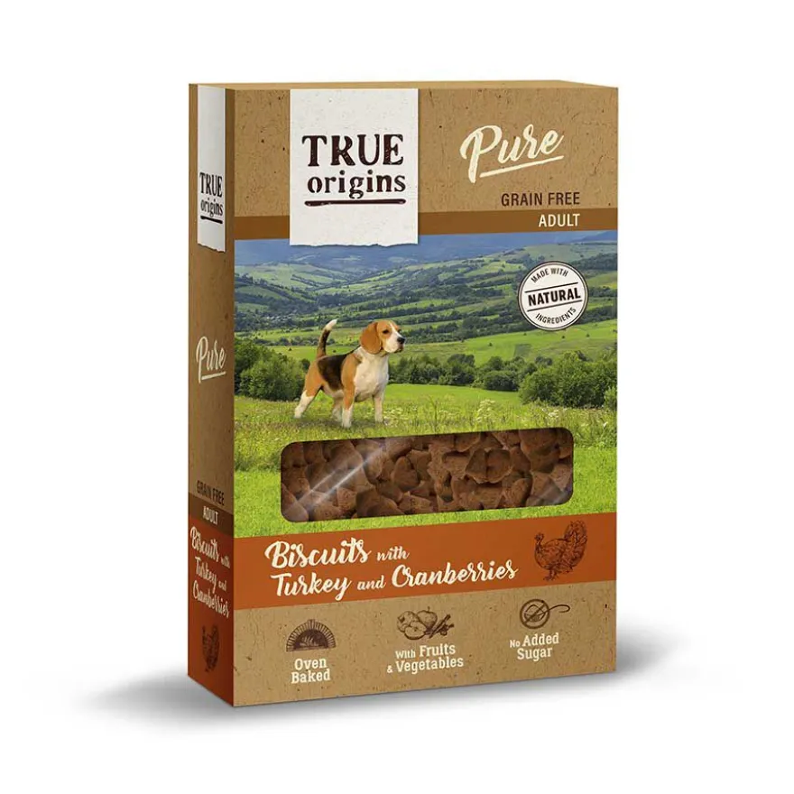 True Origins Pure Adult Peru e Mirtilos biscoitos para cães