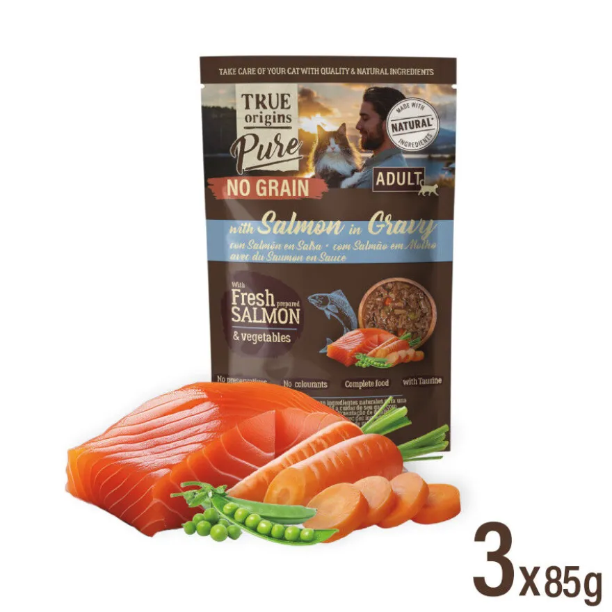 True Origins Pure Comida húmida de carne e peixe em saqueta para gatos – Multipack