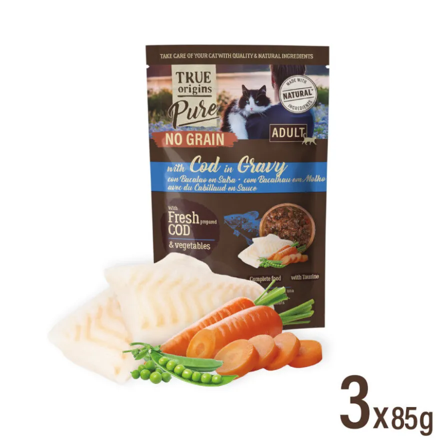 True Origins Pure Comida húmida de carne e peixe em saqueta para gatos – Multipack