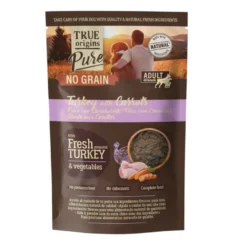 True Origins Pure Comida húmida de peru com cenoura em saqueta para cães