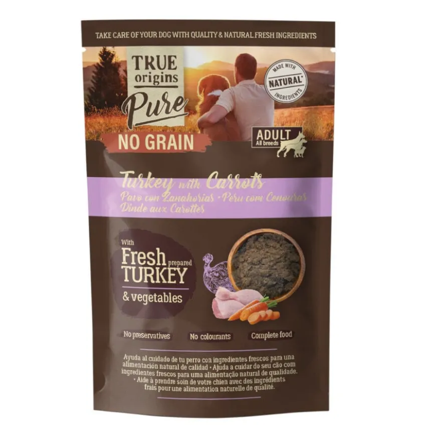 True Origins Pure Comida húmida de peru com cenoura em saqueta para cães