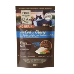 True Origins Pure No Grain Saqueta com bacalhau para gatos