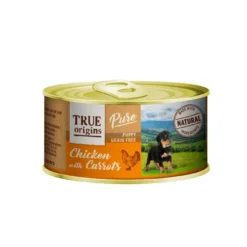 True Origins Pure Puppy frango com cenoura lata para cães