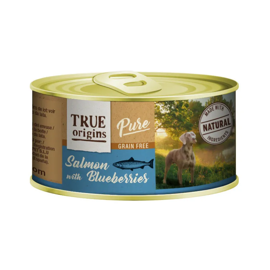 True Origins Pure Salmão e Mirtilos lata para cães