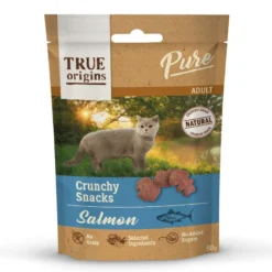 True Origins Pure Snacks Adult Crunchy de Salmão para gatos