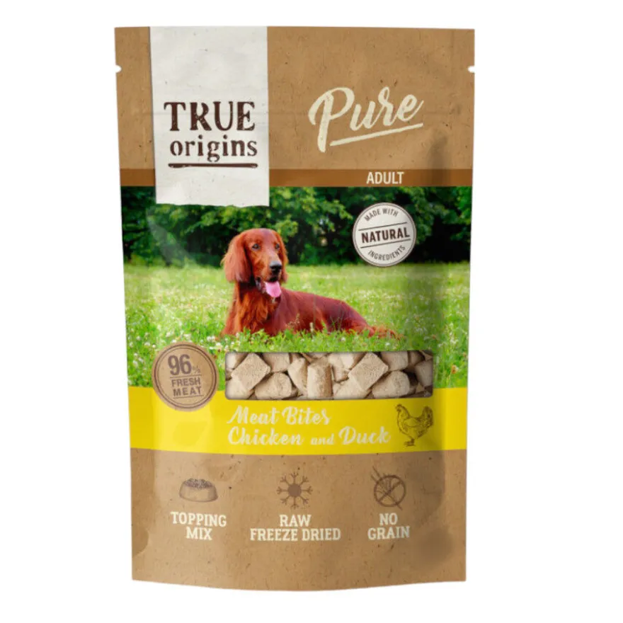 True Origins Pure Snacks Adult Liofilizado Frango e Pato para cães
