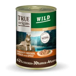 True Origins Wild Adult Cubos de Frango com Speck e Espelta em lata para cães